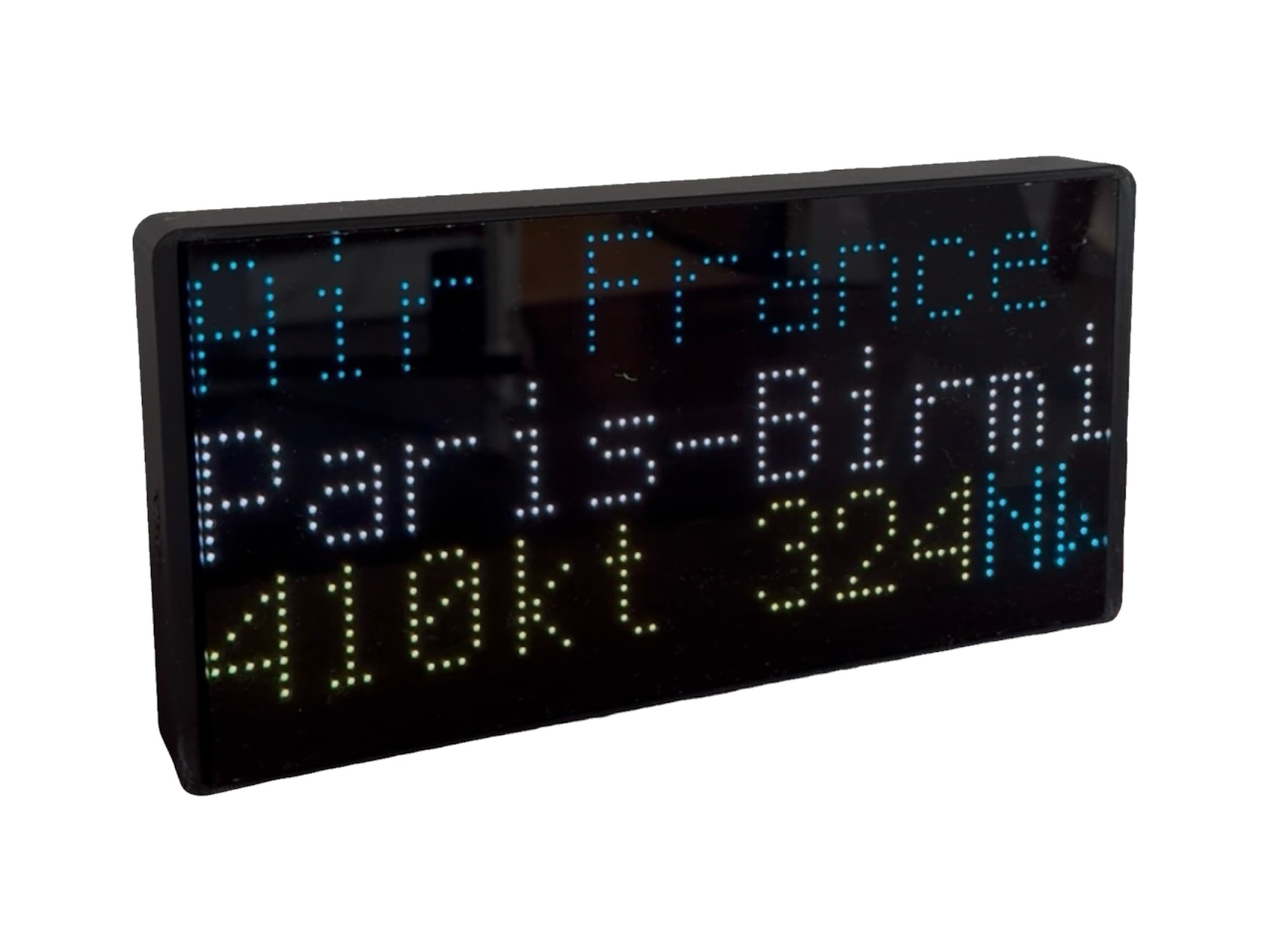 NearestPlane display on a white background showing an Air France flight from Paris to Birmingham at 410 knots