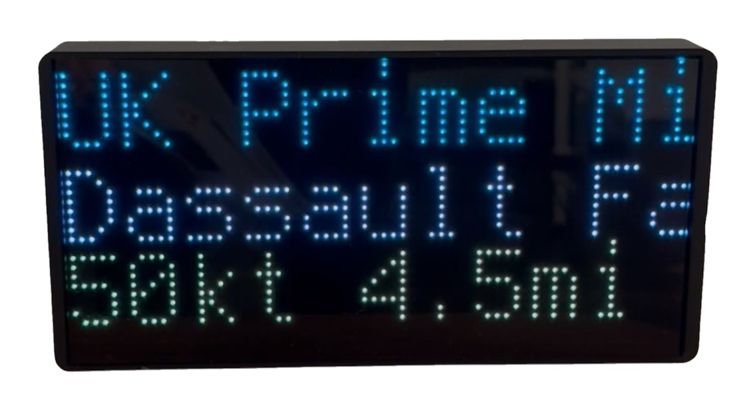 A NearestPlane display naming the UK Prime Minister's aircraft, a Dassault Falcon, 4.5 miles away at 50 knots