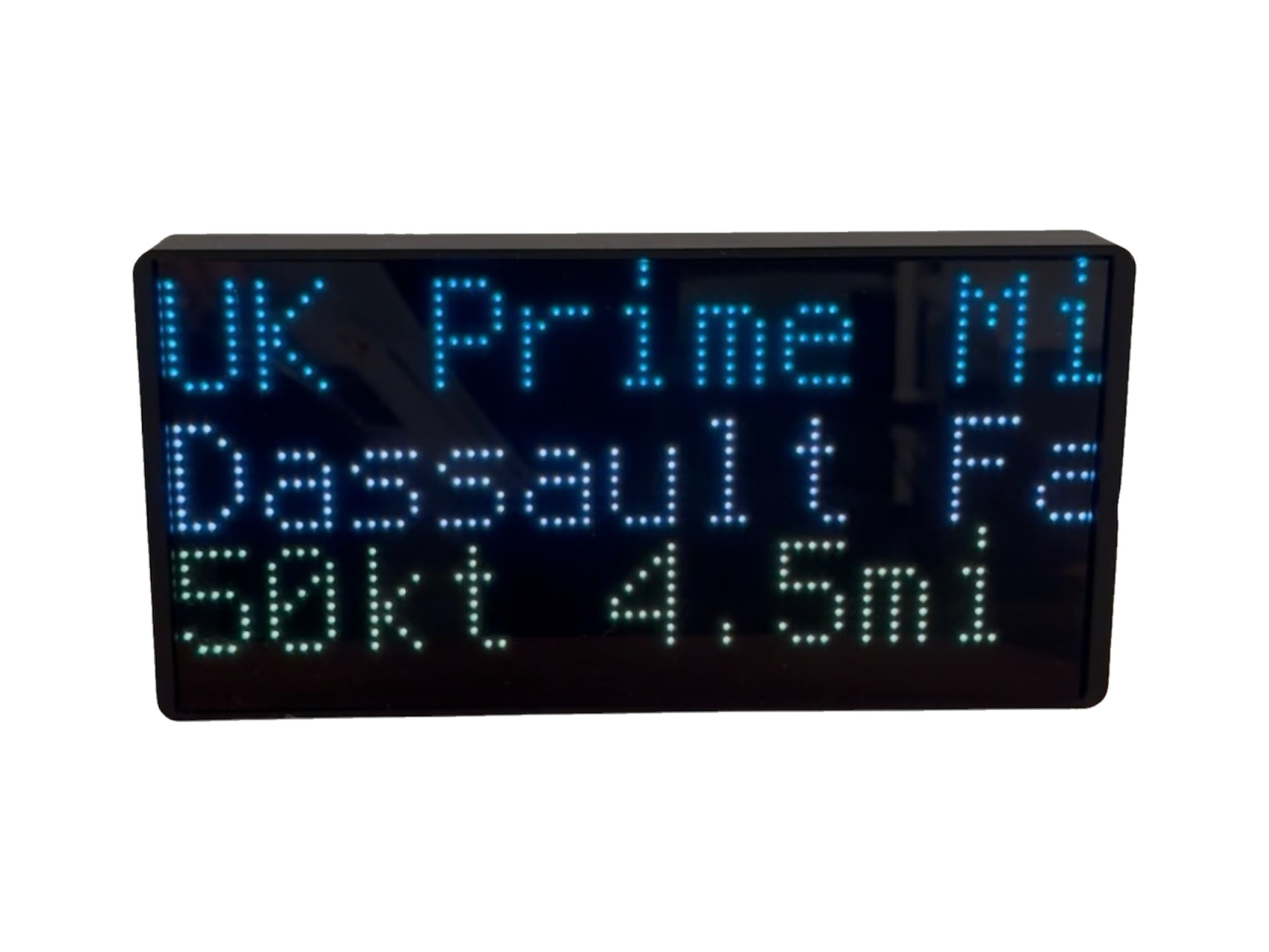 NearestPlane display on a white background naming the UK Prime Minister's aircraft, a Dassault Falcon, 4.5 miles away